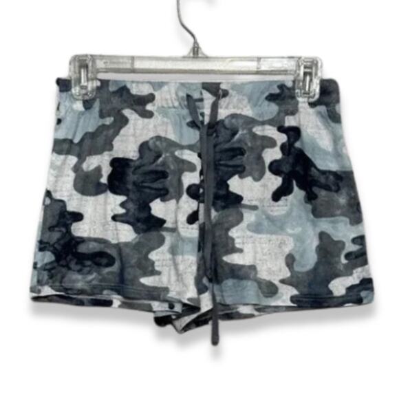 Lounge Sleep Shorts Camouflage Print Adjustable Drawstring Stretchable Gray NWOT - Picture 1 of 7